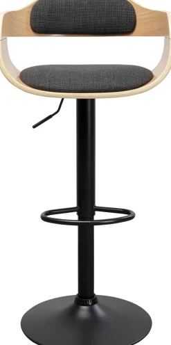 Hokery*KARE Design Hoker Z Regulacją Wysokości Naturalne Drewno I Sklejka Noga Czarna Stalowa 64-85 Cm