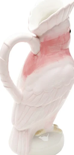 Dzbanki*KARE Design Karafka Ceramiczna Biało-różowa Egzotyczny Ptak 30 Cm