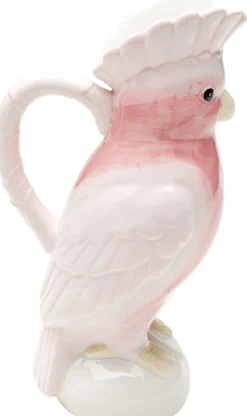 Dzbanki*KARE Design Karafka Ceramiczna Biało-różowa Egzotyczny Ptak 30 Cm