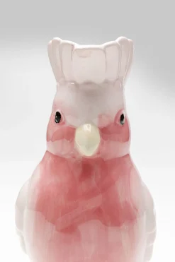Dzbanki*KARE Design Karafka Ceramiczna Biało-różowa Egzotyczny Ptak 30 Cm