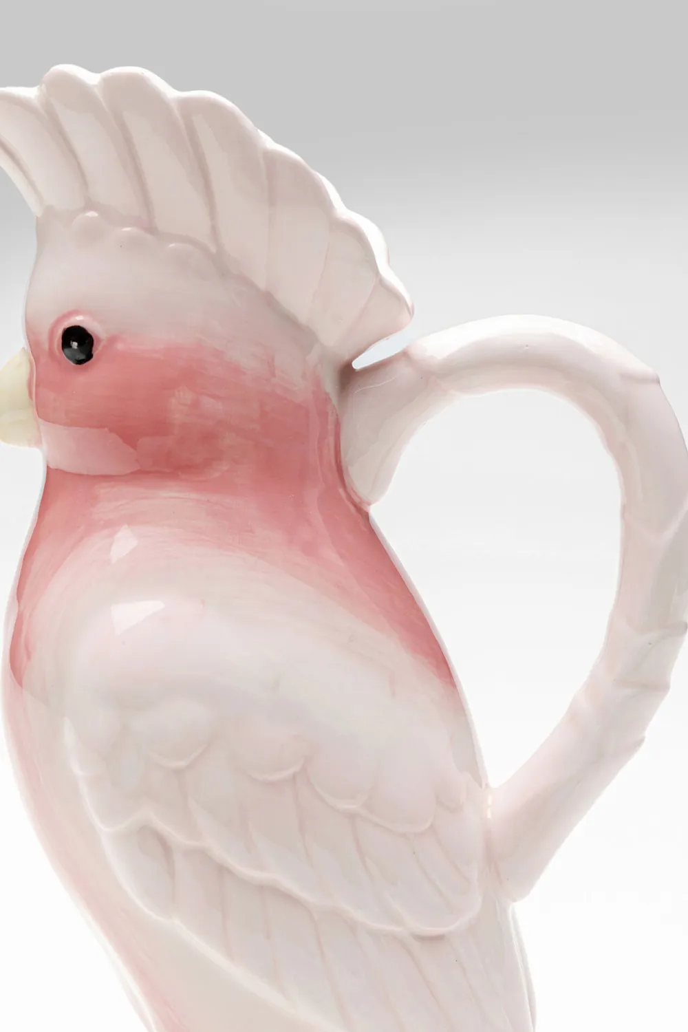 Dzbanki*KARE Design Karafka Ceramiczna Biało-różowa Egzotyczny Ptak 30 Cm