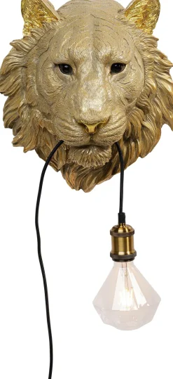 Kinkiety*KARE Design Kinkiet Tiger Head 34x38 Cm Złoty