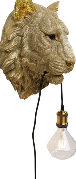 Kinkiety*KARE Design Kinkiet Tiger Head 34x38 Cm Złoty