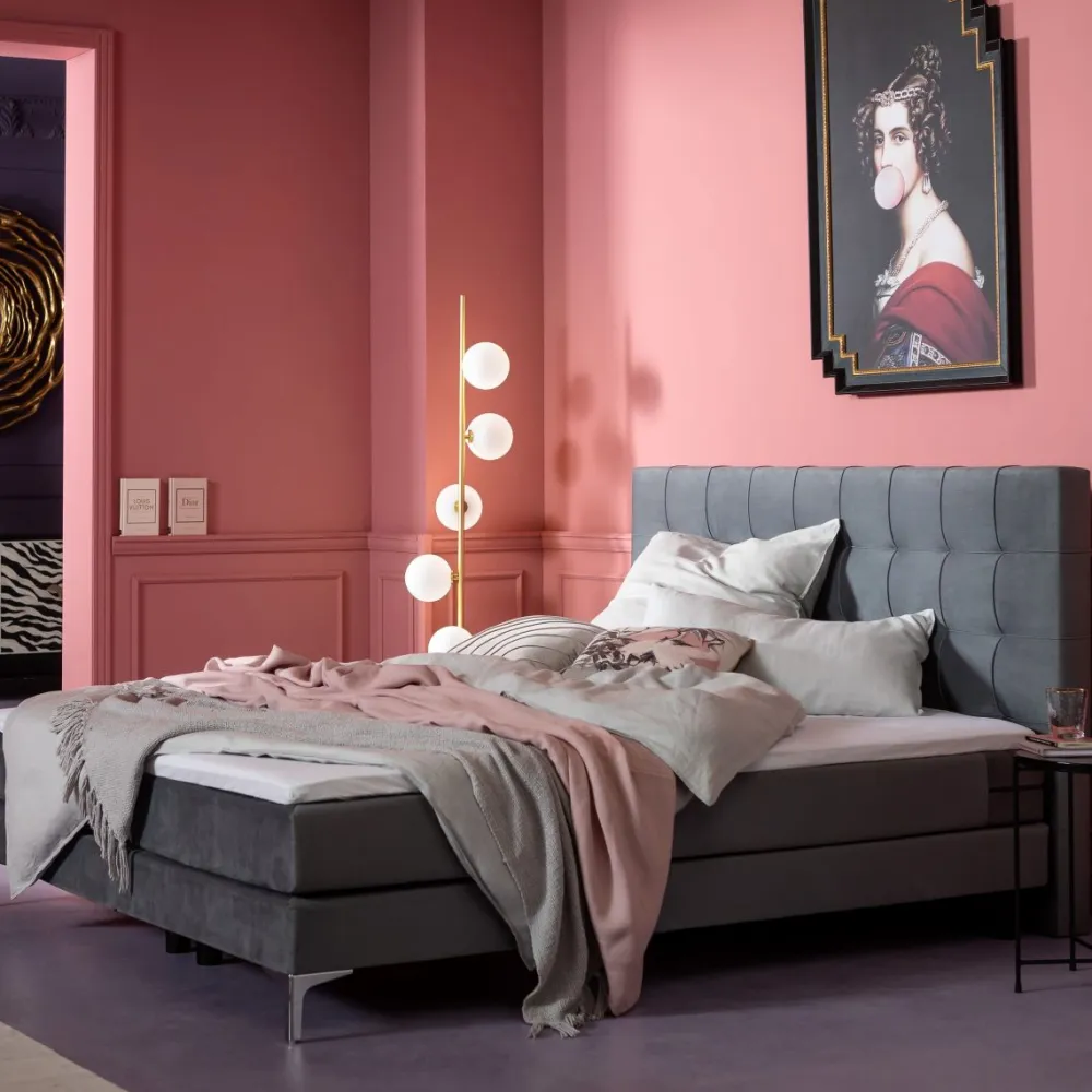 Łóżka*KARE Design Łóżko Benito Star 160x200 Cm Szare