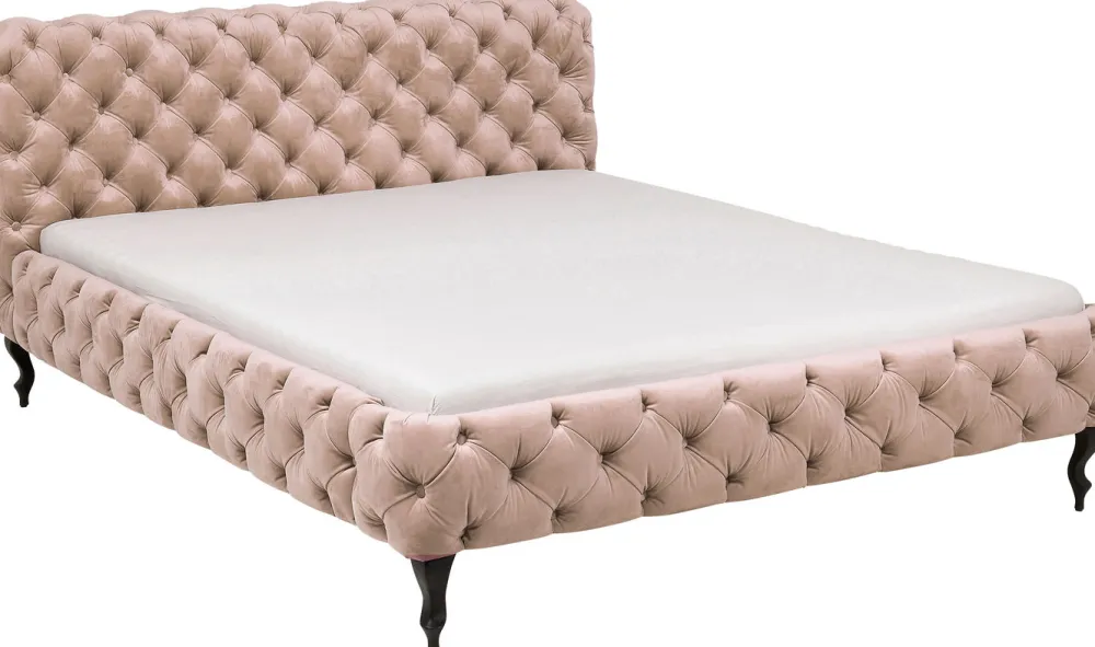 Łóżka*KARE Design Łóżko Desire Velvet 160x200 Cm Ecru