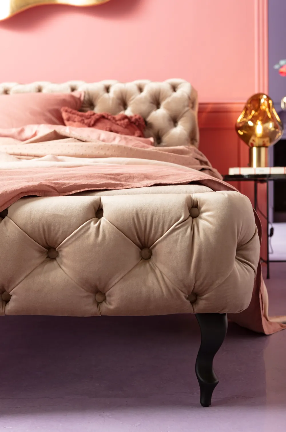 Łóżka*KARE Design Łóżko Desire Velvet 160x200 Cm Ecru