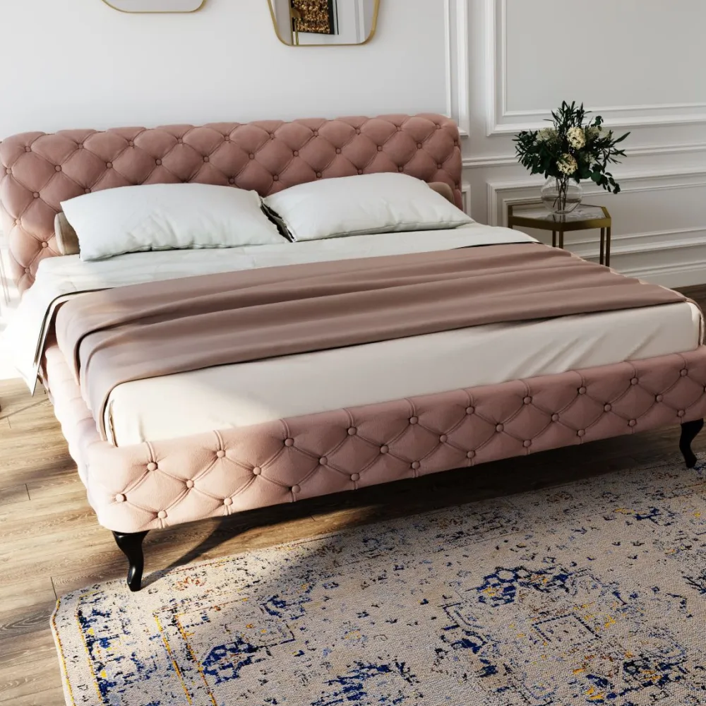 Łóżka*KARE Design Łóżko Desire Velvet 180x200 Cm Ecru