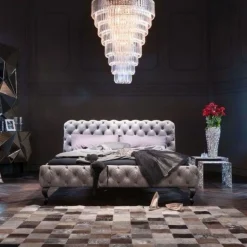 Łóżka*KARE Design Łóżko Desire 200x200 Cm Szare
