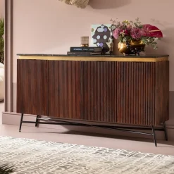 Komody*KARE Design Komoda Catalina 160x86 Cm Drewno Mango Ciemnobrązowe - Blat Marmur