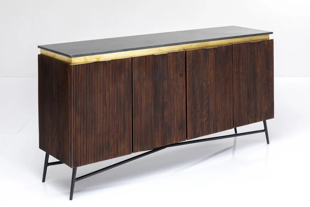 Komody*KARE Design Komoda Catalina 160x86 Cm Drewno Mango Ciemnobrązowe - Blat Marmur