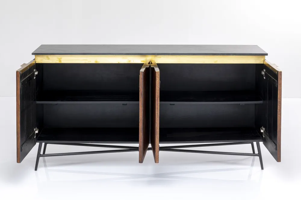 Komody*KARE Design Komoda Catalina 160x86 Cm Drewno Mango Ciemnobrązowe - Blat Marmur