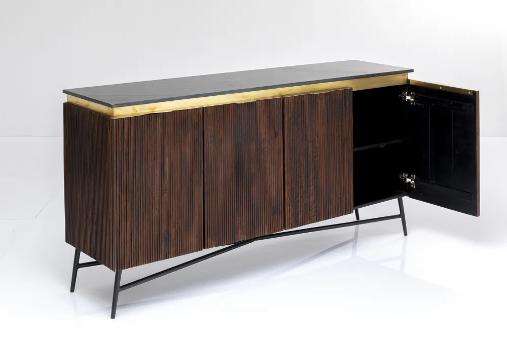 Komody*KARE Design Komoda Catalina 160x86 Cm Drewno Mango Ciemnobrązowe - Blat Marmur