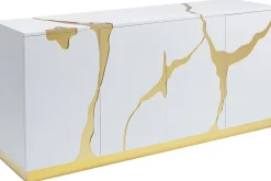 Komody*KARE Design Komoda Cracked 165x80 Cm Biało-złota