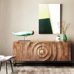 Komody*KARE Design Komoda Drewniana Czterodrzwiowa Boho Podstawa Czarna 177x75 Cm