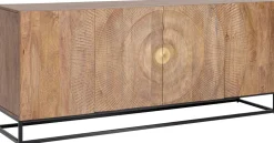 Komody*KARE Design Komoda Drewniana Czterodrzwiowa Boho Podstawa Czarna 177x75 Cm