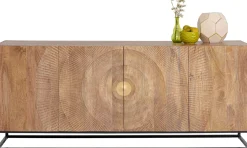 Komody*KARE Design Komoda Drewniana Czterodrzwiowa Boho Podstawa Czarna 177x75 Cm