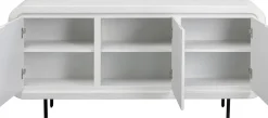 Komody*KARE Design Komoda 3-drzwiowa Biała Skandynawska Drewno I MDF Nogi Czarne 160x75 Cm