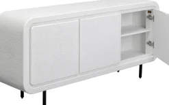 Komody*KARE Design Komoda 3-drzwiowa Biała Skandynawska Drewno I MDF Nogi Czarne 160x75 Cm