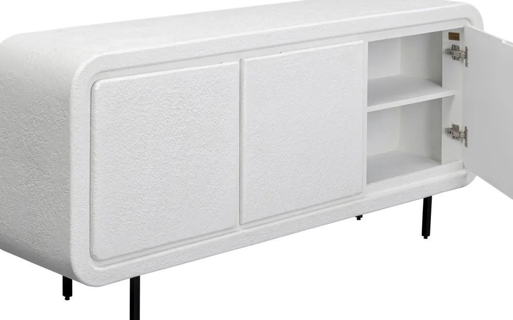 Komody*KARE Design Komoda 3-drzwiowa Biała Skandynawska Drewno I MDF Nogi Czarne 160x75 Cm