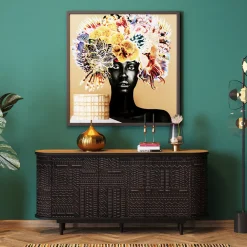 Komody*KARE Design Komoda 3-drzwiowa Boho Drewno Mango Czarne Blat Naturalny 160x75 Cm