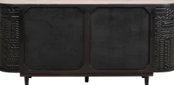 Komody*KARE Design Komoda 3-drzwiowa Boho Drewno Mango Czarne Blat Naturalny 160x75 Cm
