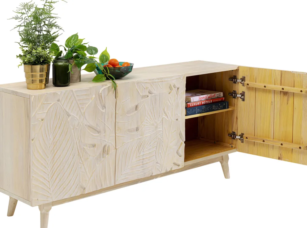 Komody*KARE Design Komoda 3-drzwiowa Drewniana Boho Motyw Roślinny 160x75 Cm
