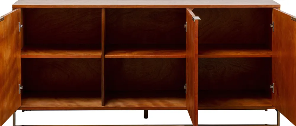 Komody*KARE Design Komoda 3-drzwiowa Fornir Orzechowy Nogi Złote Stalowe 160x78 Cm Front Efekt 3D