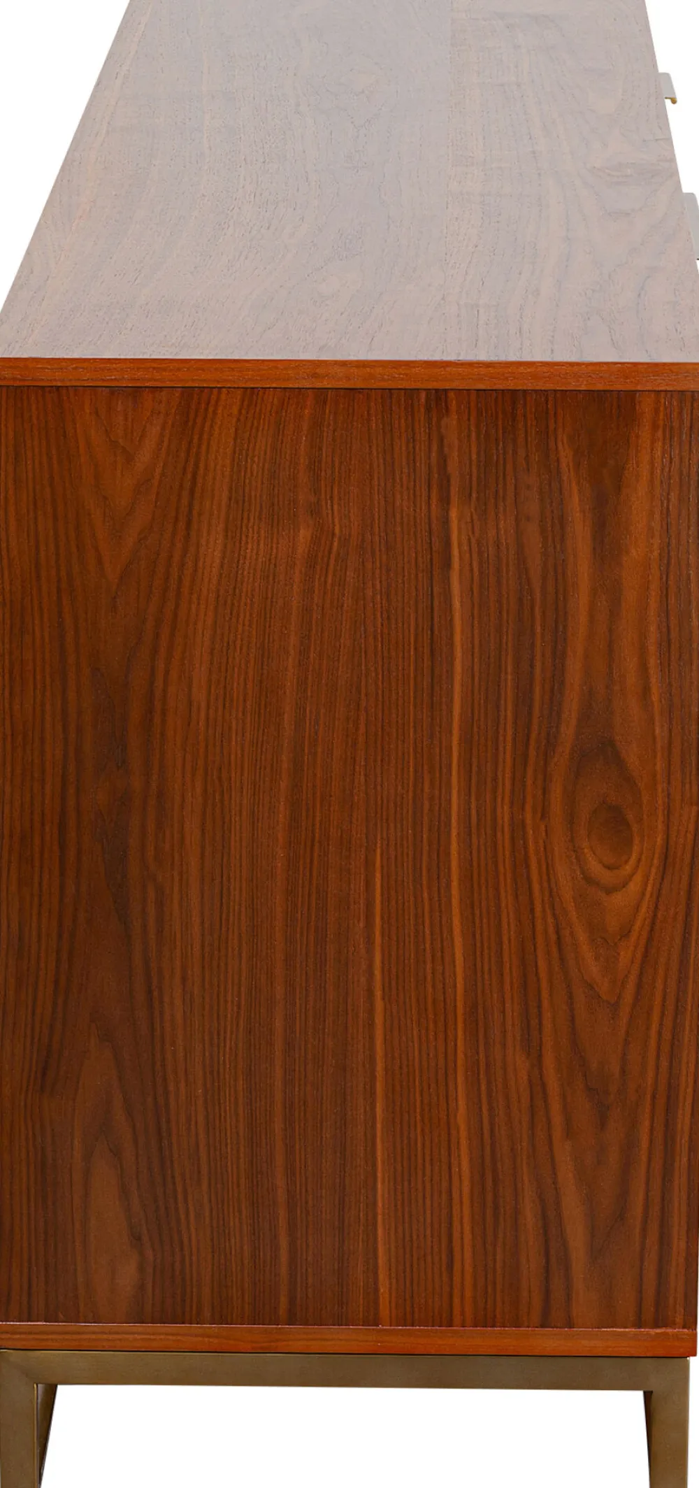 Komody*KARE Design Komoda 3-drzwiowa Fornir Orzechowy Nogi Złote Stalowe 160x78 Cm Front Efekt 3D