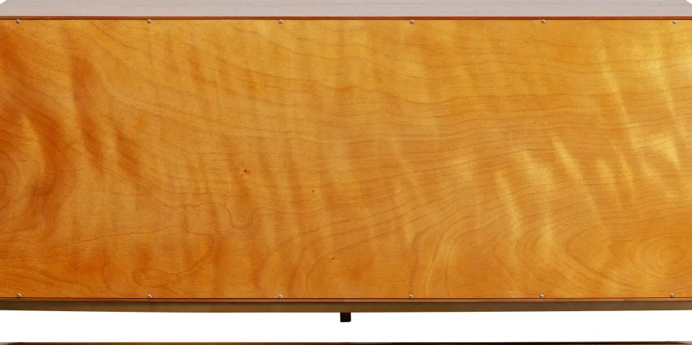 Komody*KARE Design Komoda 3-drzwiowa Fornir Orzechowy Nogi Złote Stalowe 160x78 Cm Front Efekt 3D