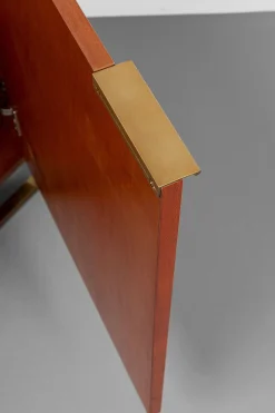 Komody*KARE Design Komoda 3-drzwiowa Fornir Orzechowy Nogi Złote Stalowe 160x78 Cm Front Efekt 3D