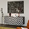 Komody*KARE Design Komoda 3-drzwiowa Fornirowana Front Czarno-biały 160x75 Cm