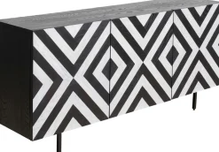Komody*KARE Design Komoda 3-drzwiowa Fornirowana Front Czarno-biały 160x75 Cm