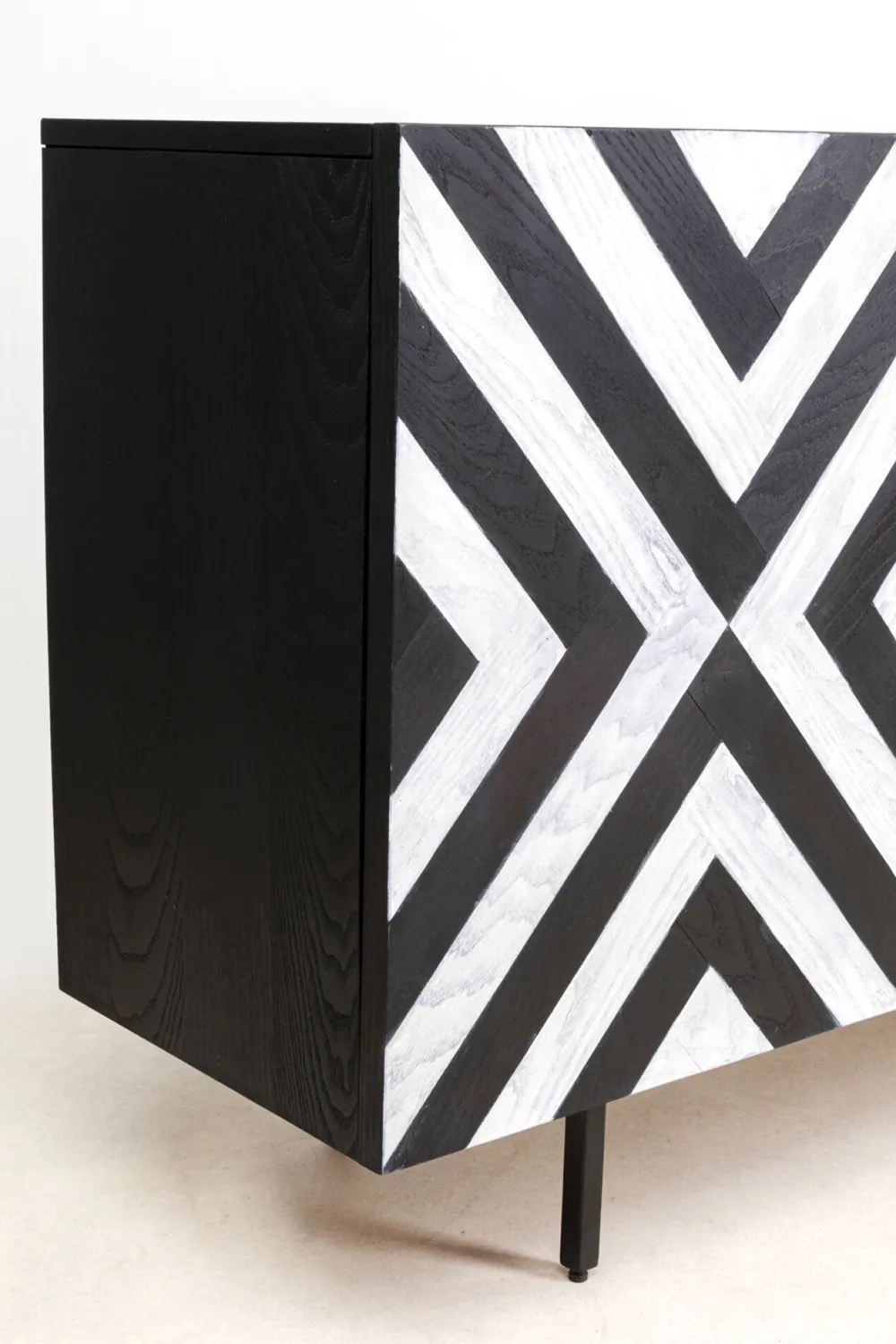 Komody*KARE Design Komoda 3-drzwiowa Fornirowana Front Czarno-biały 160x75 Cm