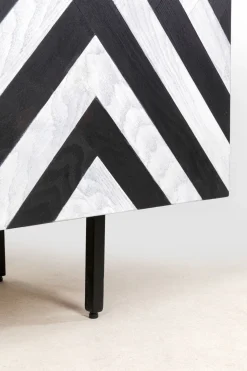 Komody*KARE Design Komoda 3-drzwiowa Fornirowana Front Czarno-biały 160x75 Cm