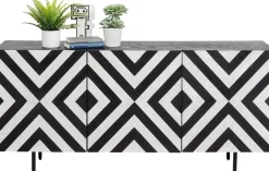 Komody*KARE Design Komoda 3-drzwiowa Fornirowana Front Czarno-biały 160x75 Cm