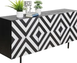 Komody*KARE Design Komoda 3-drzwiowa Fornirowana Front Czarno-biały 160x75 Cm