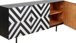 Komody*KARE Design Komoda 3-drzwiowa Fornirowana Front Czarno-biały 160x75 Cm