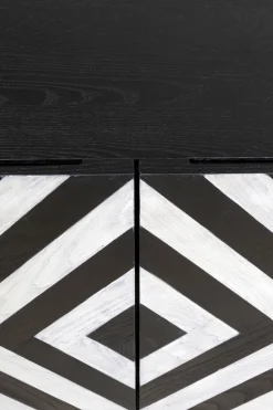 Komody*KARE Design Komoda 3-drzwiowa Fornirowana Front Czarno-biały 160x75 Cm
