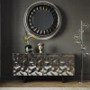 Komody*KARE Design Komoda 4-drzwiowa Fornirowana Czarna Front Srebrny Ze Stali Nierdzewnej 160x78 Cm
