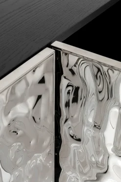 Komody*KARE Design Komoda 4-drzwiowa Fornirowana Czarna Front Srebrny Ze Stali Nierdzewnej 160x78 Cm