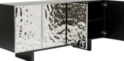 Komody*KARE Design Komoda 4-drzwiowa Fornirowana Czarna Front Srebrny Ze Stali Nierdzewnej 160x78 Cm