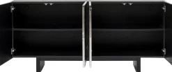 Komody*KARE Design Komoda 4-drzwiowa Fornirowana Czarna Front Srebrny Ze Stali Nierdzewnej 160x78 Cm