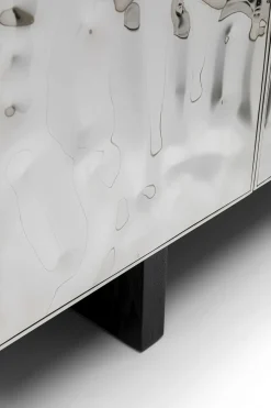 Komody*KARE Design Komoda 4-drzwiowa Fornirowana Czarna Front Srebrny Ze Stali Nierdzewnej 160x78 Cm