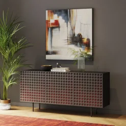 Komody*KARE Design Komoda 3-drzwiowa Fornirowana Czarna Front Kolorowy 160x75 Cm
