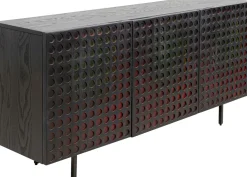 Komody*KARE Design Komoda 3-drzwiowa Fornirowana Czarna Front Kolorowy 160x75 Cm