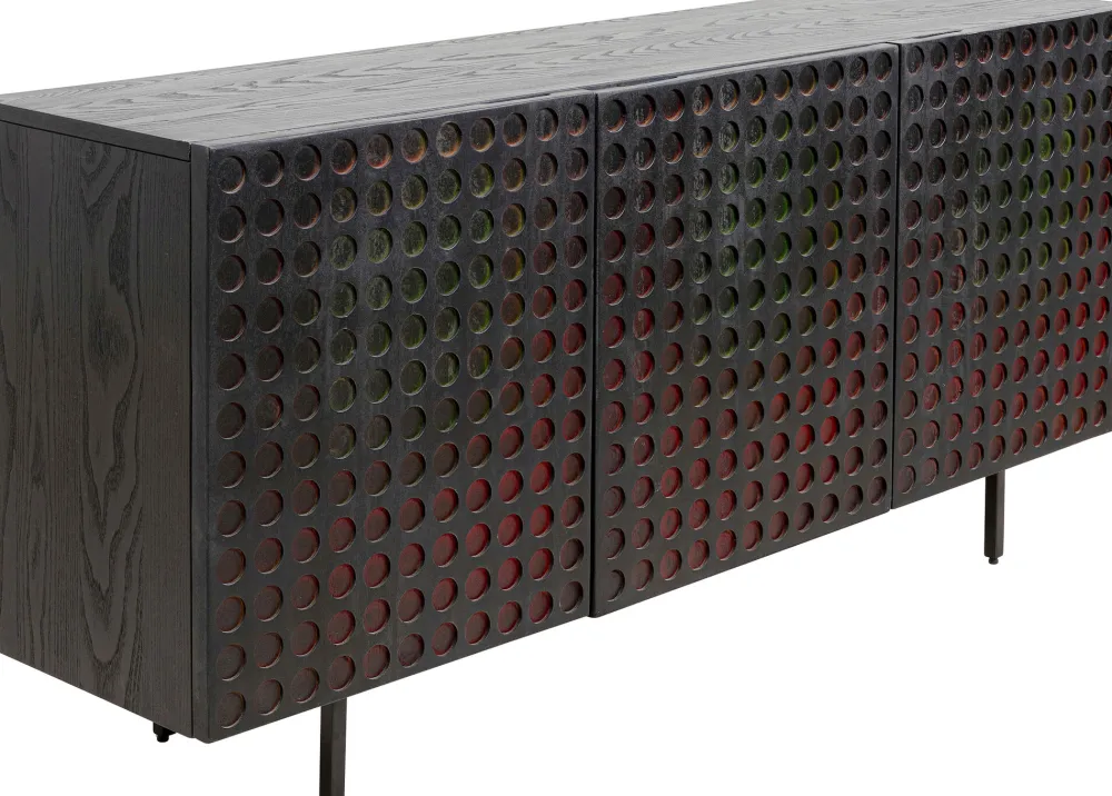 Komody*KARE Design Komoda 3-drzwiowa Fornirowana Czarna Front Kolorowy 160x75 Cm