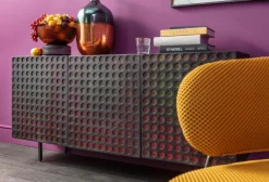 Komody*KARE Design Komoda 3-drzwiowa Fornirowana Czarna Front Kolorowy 160x75 Cm