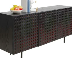Komody*KARE Design Komoda 3-drzwiowa Fornirowana Czarna Front Kolorowy 160x75 Cm