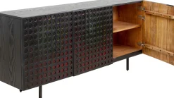 Komody*KARE Design Komoda 3-drzwiowa Fornirowana Czarna Front Kolorowy 160x75 Cm