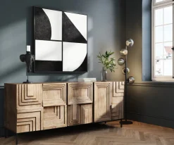Komody*KARE Design Komoda 5-drzwiowa Rustykalna Z Drewna Mango 184x76 Cm
